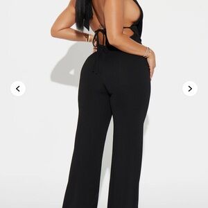 Fashion Nova Sleek Black Backless Jumpsuit